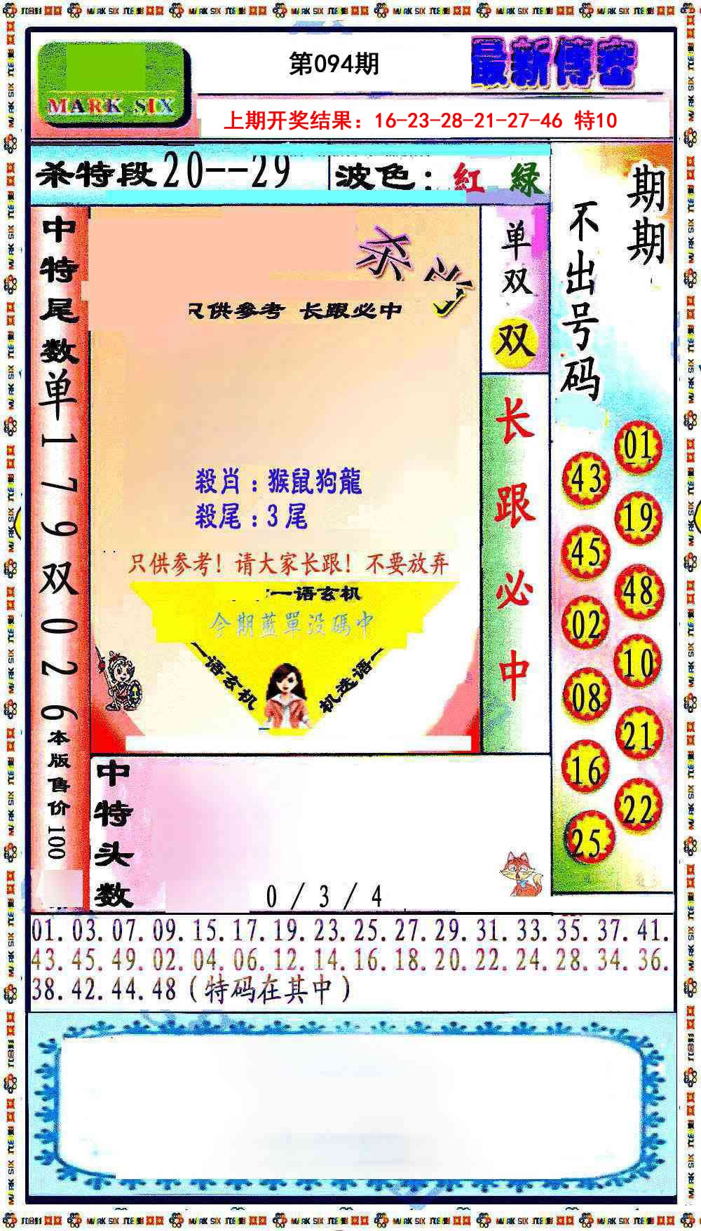2025094期最新传密绝杀6肖