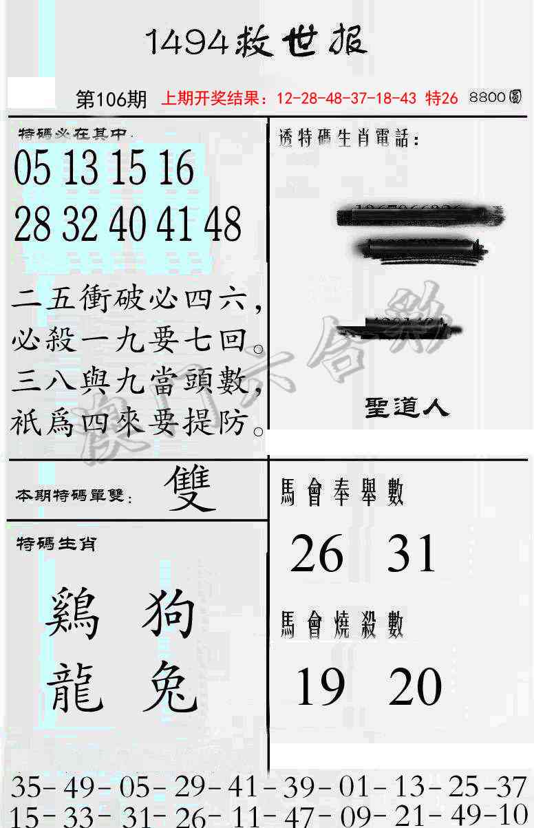 2025106期牛派救世报
