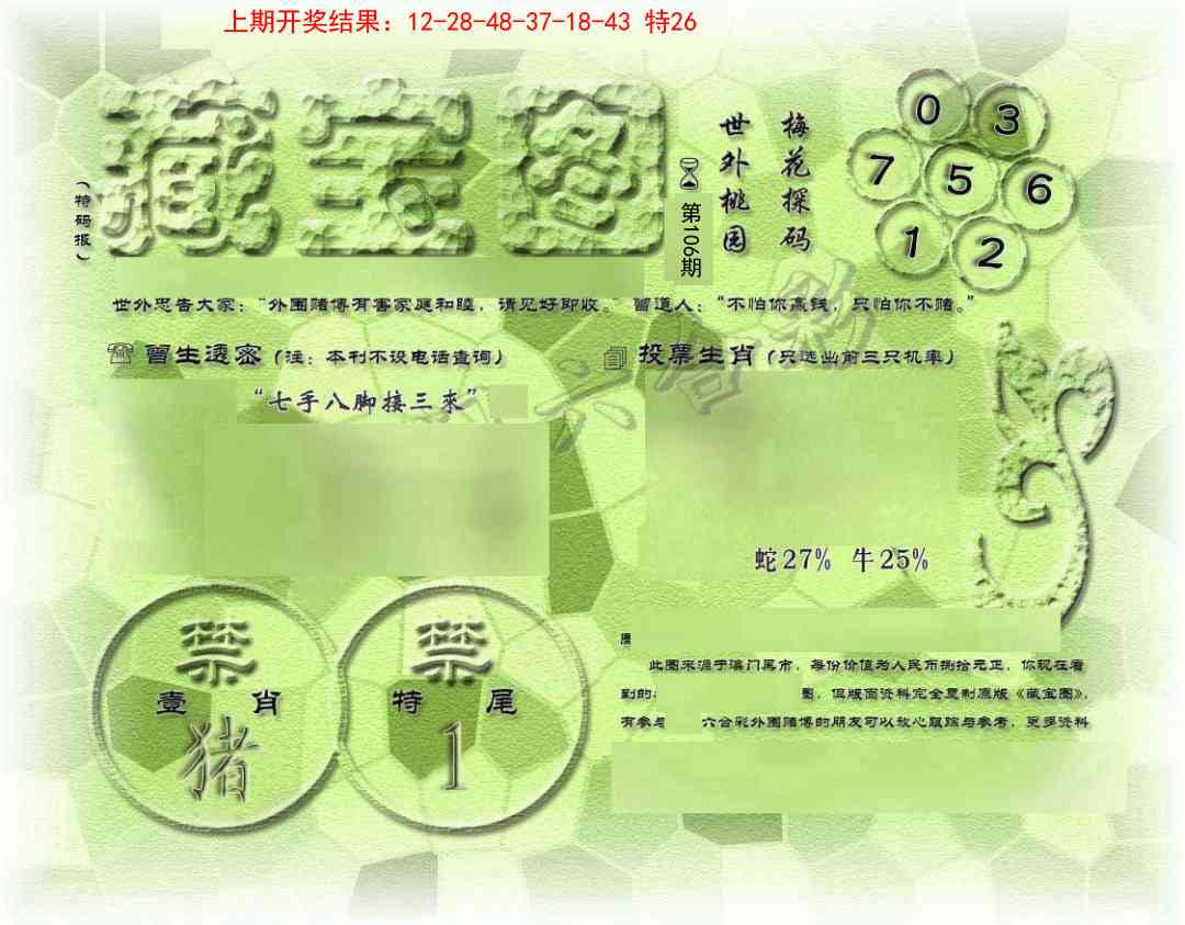 2025106期假老藏宝图
