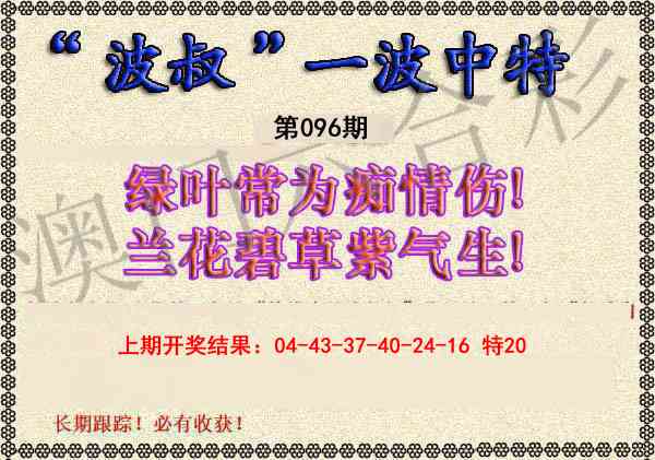 2025096期波叔一波中特