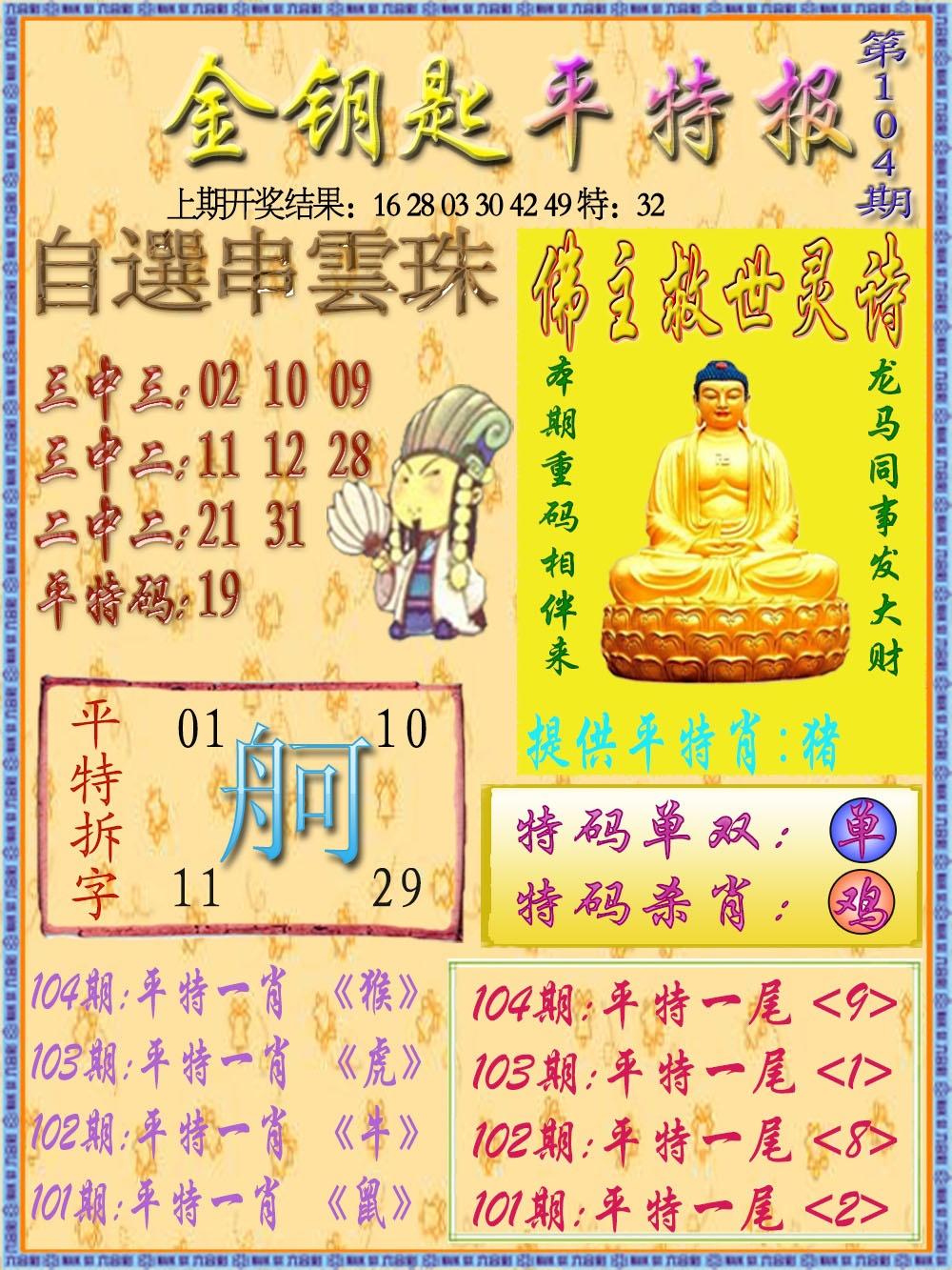 2025104期金钥匙平特报