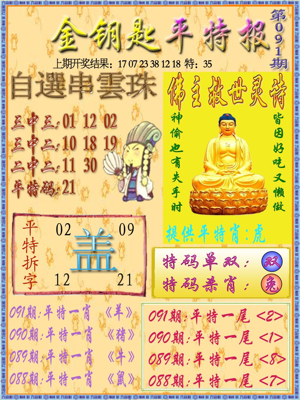 2025091期金钥匙平特报