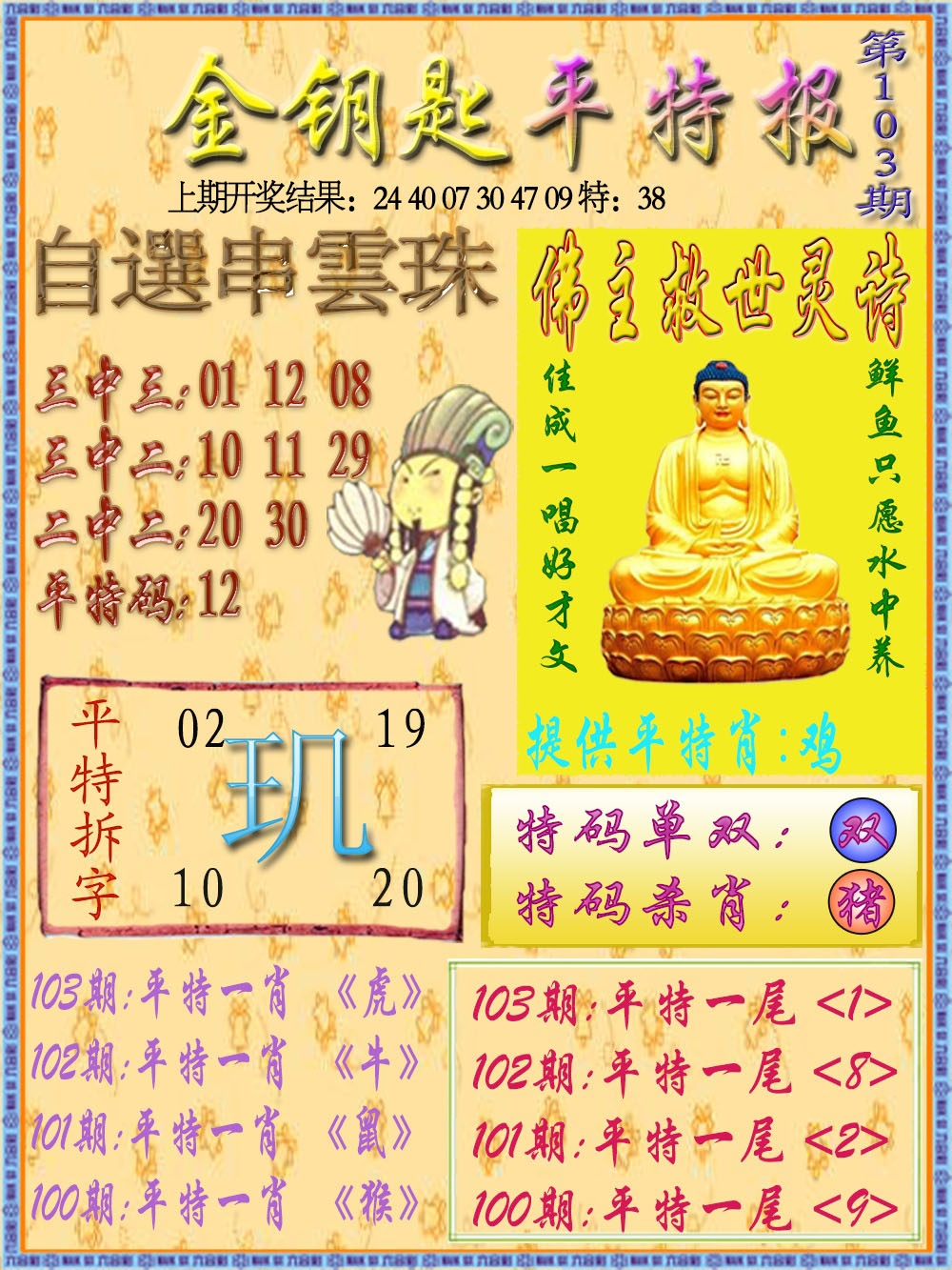 2025103期金钥匙平特报