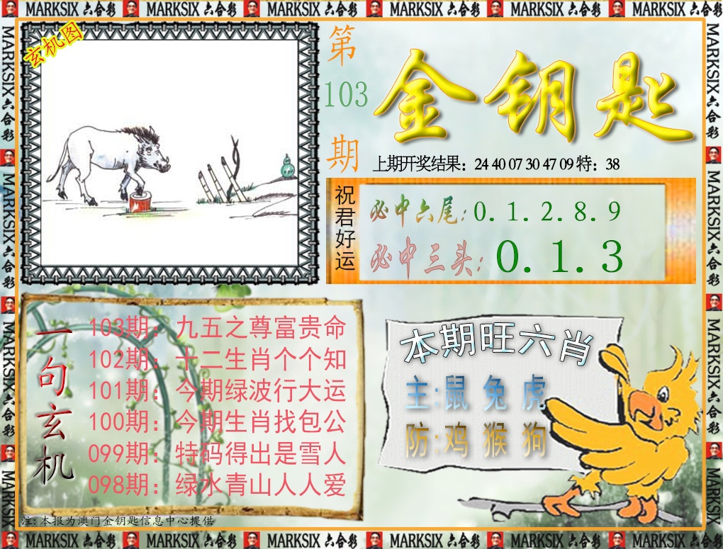 2025103期金钥匙