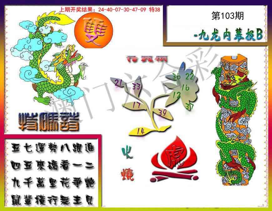 2025103期九龙内幕特肖图a