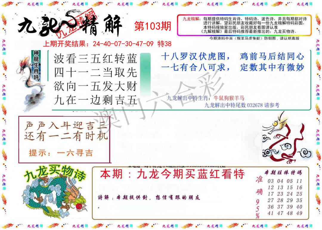 2025103期九龙精解