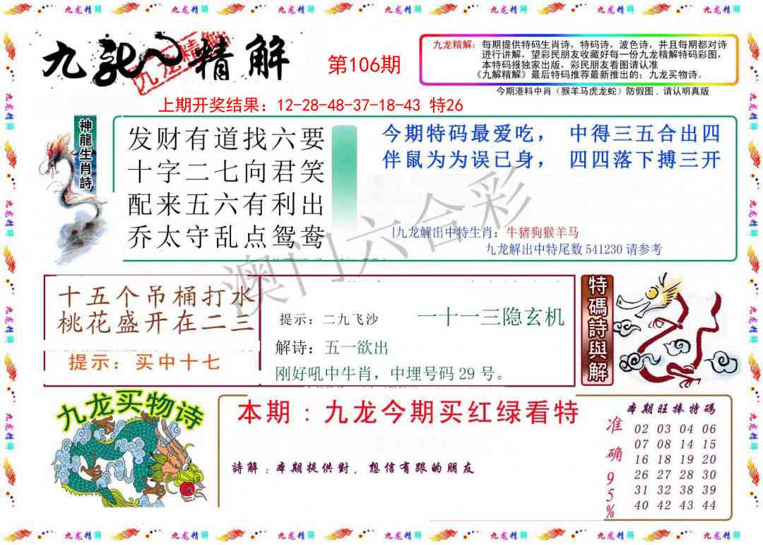 2025106期九龙精解