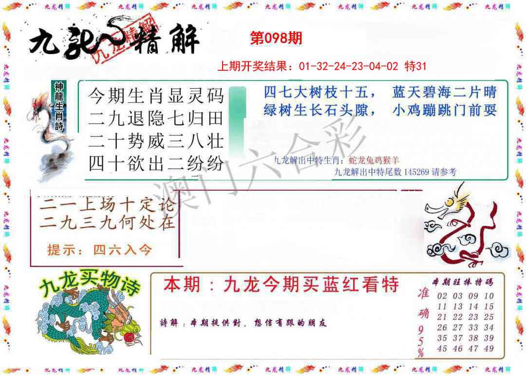 2025098期九龙精解