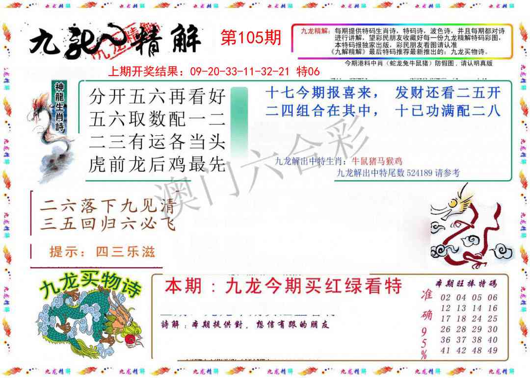 2025105期九龙精解