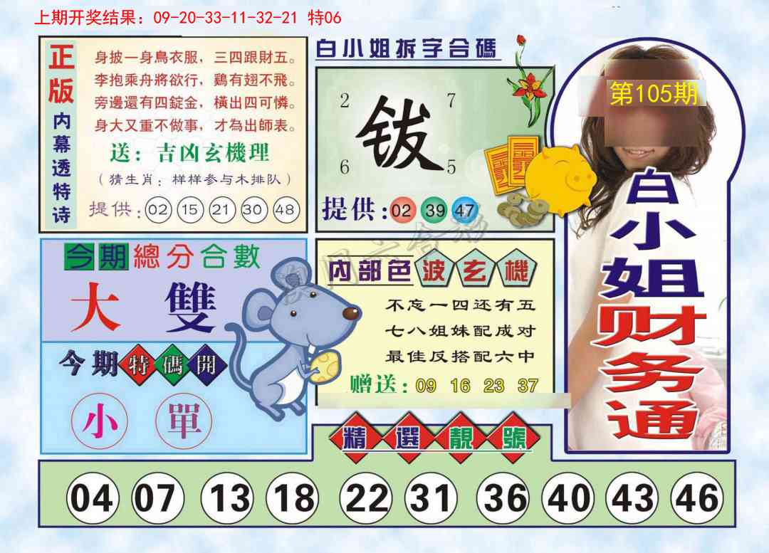 2025105期白小姐财务通