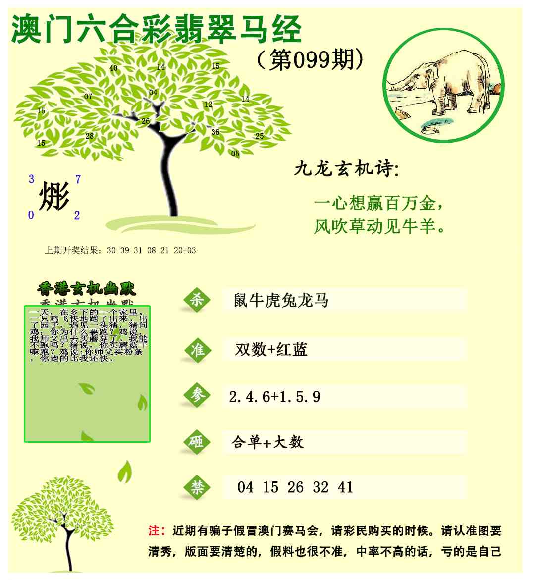 2025099期翡翠马经