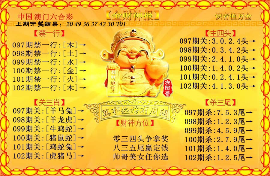 2025102期金财神