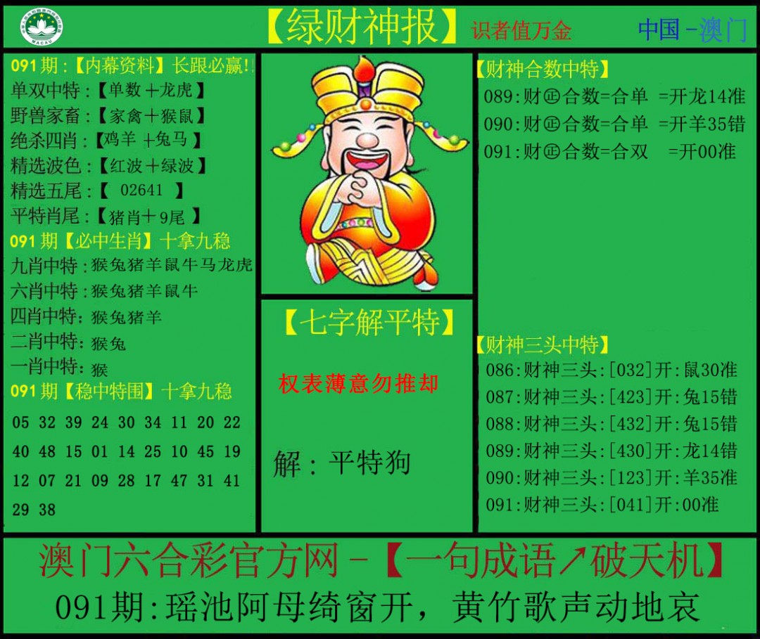 2025091期绿财神