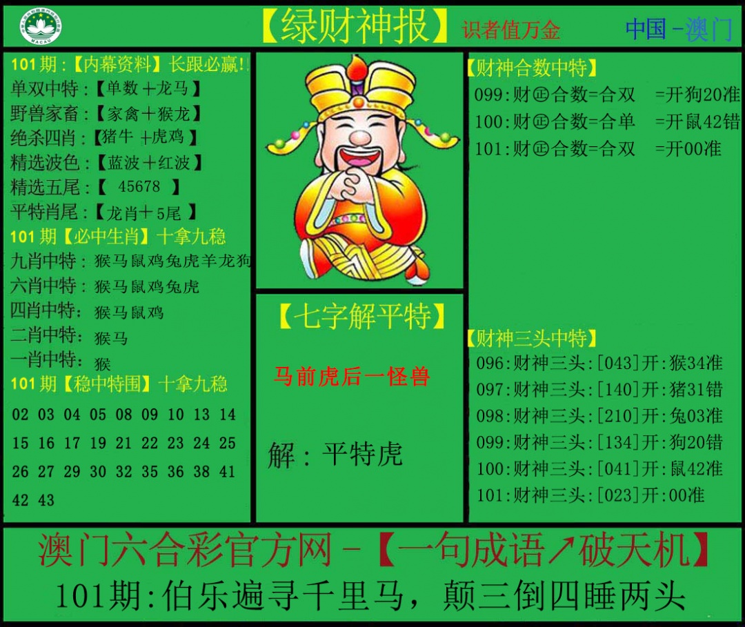 2025101期绿财神