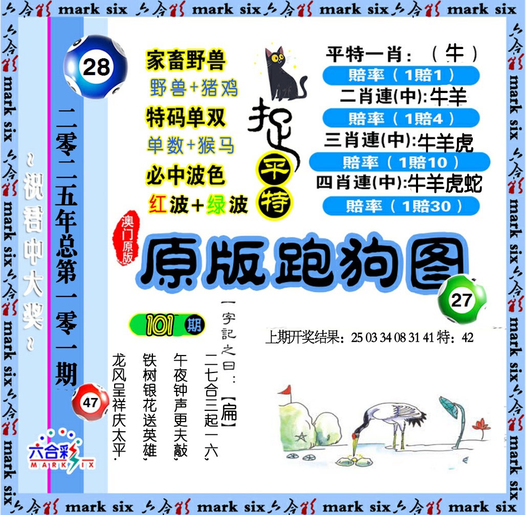 2025101期原版跑狗图