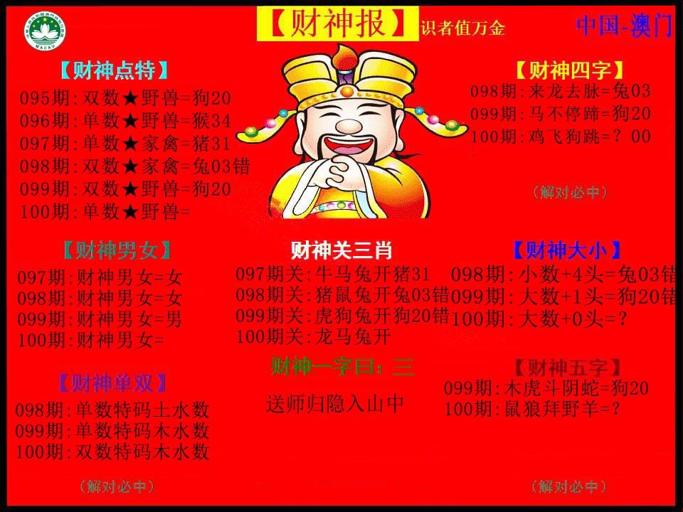 2025100期红财神