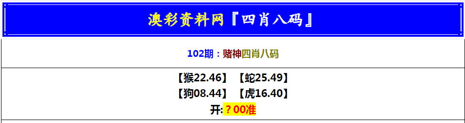 2025102期赌神四肖八码