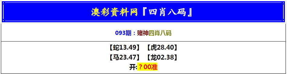 2025093期赌神四肖八码