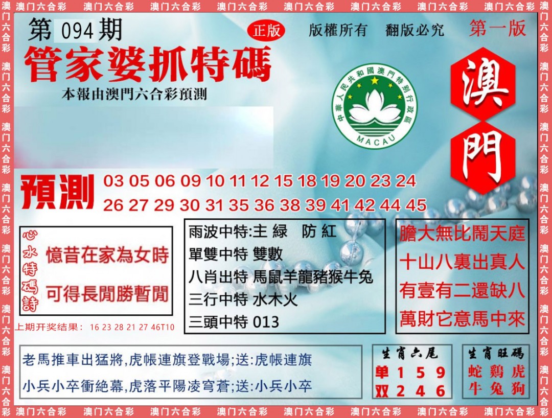 2025094期管家婆抓特