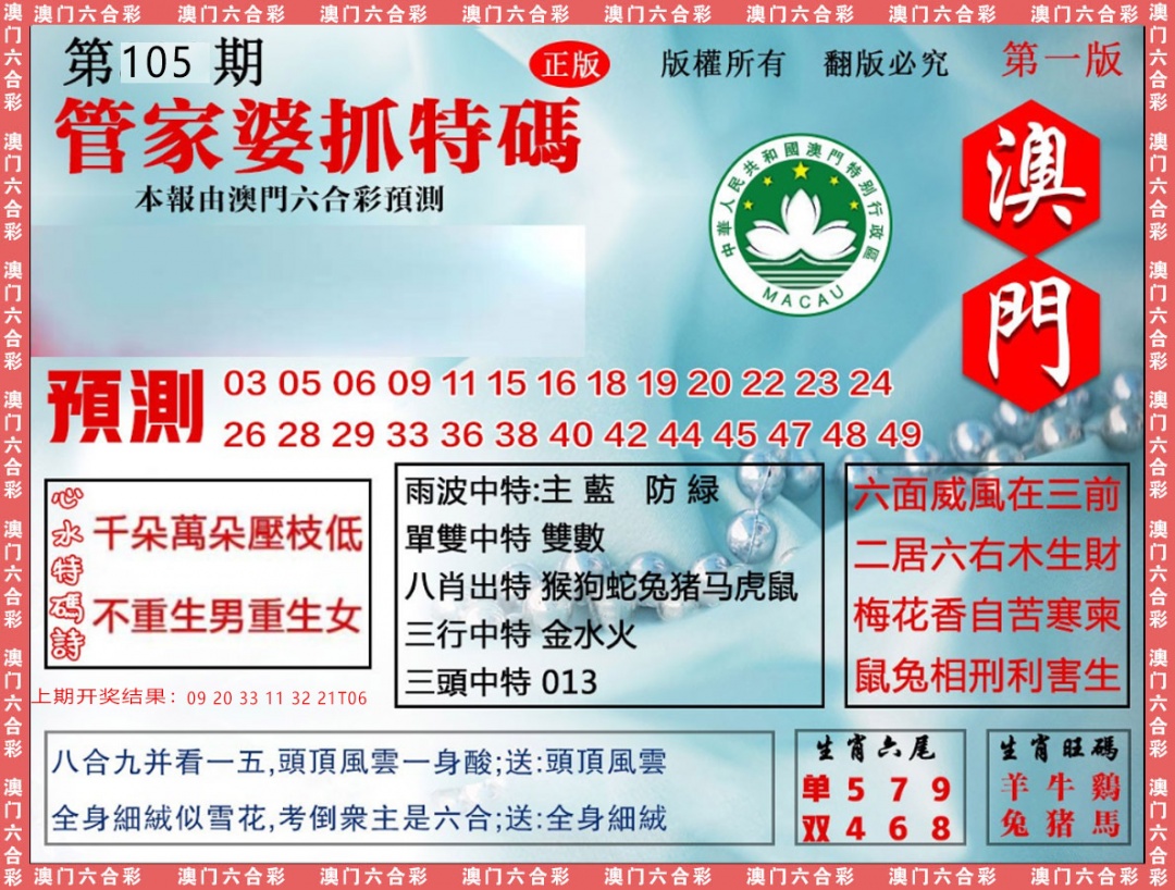 2025105期管家婆抓特