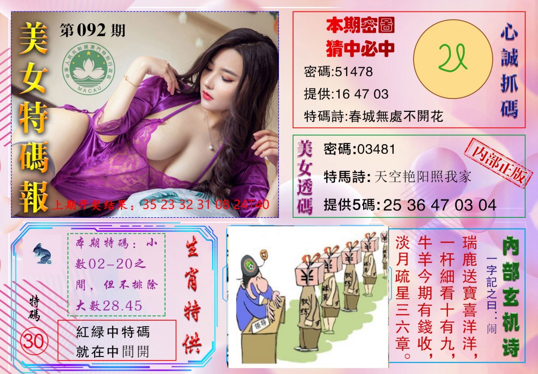 2025092期美女特码报