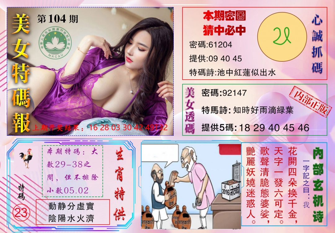 2025104期美女特码报