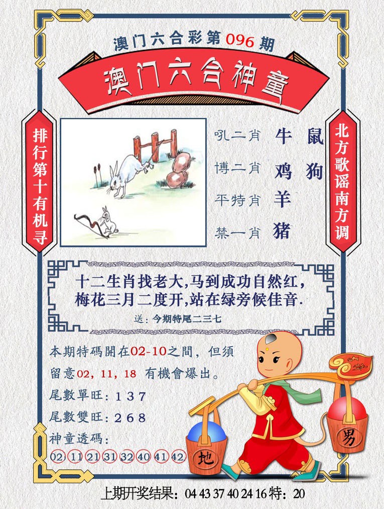 2025096期澳门六合神童