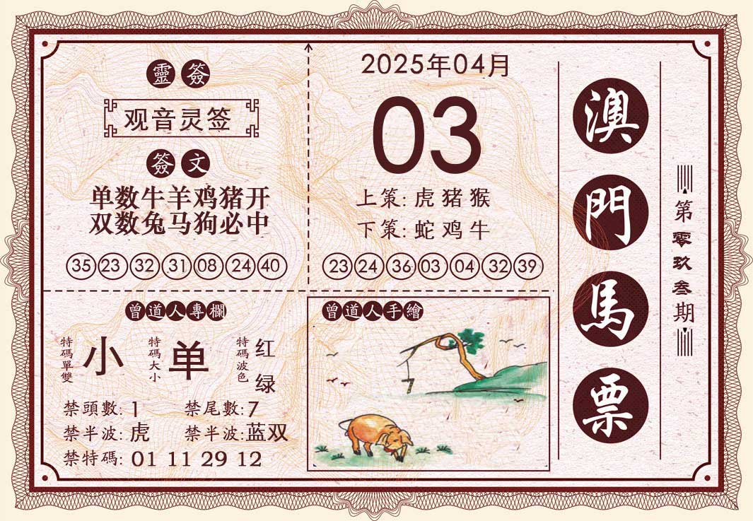 2025093期澳门马票
